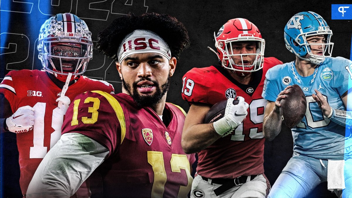 Caleb Williams (No. 13) and Drake Maye (10) are seen as the top quarterbacks in the 2024 NFL Draft.